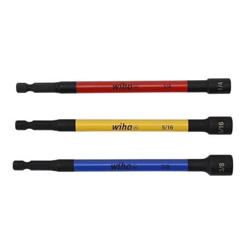Image of Wiha 70495 3 Piece Color Coded Magnetic Nut Setter SAE Set