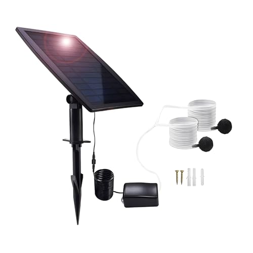 Meichoon Bomba de Aire Solar 2.5W Oxigenador con Placa de Batería Piedras de Burbuja Línea de Aire para Tanque de Peces de Jardín Estanque Exterior Jardinería Circulación de Agua MY06