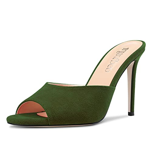 Image of TNYNFBEB Women Stiletto High Heel Peep Open Toe Sandals Slingback Slip-on Wedding Office Cute Basic Classic 3.9 Inches Heels