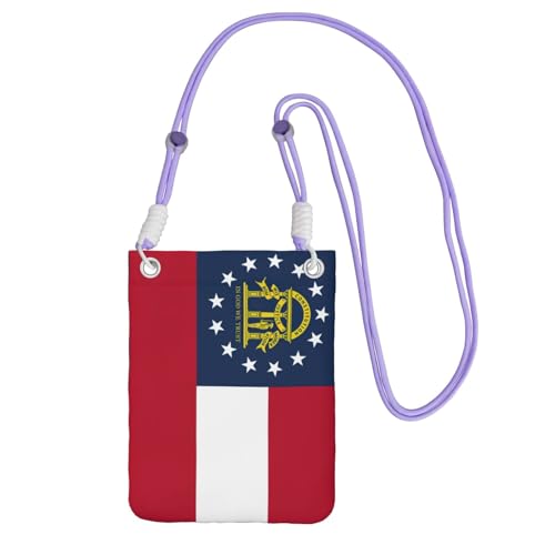 Georgia State Flag Print Small Crossbody Shoulder Bag, Cell Phone Bag Wallet Purses with Adjustable Strap for Women, Purple, One Size