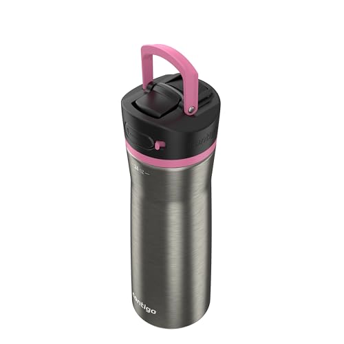 Image of Contigo Ashland Water Bottle, 24 oz, Stainless Steel w /Azalea