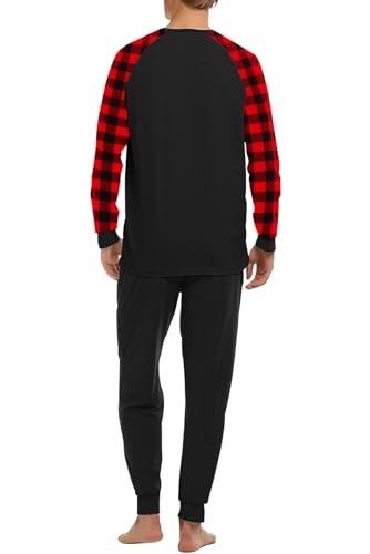 Christmas Pajamas Mens 2 Peice Pjs Sets for Men Two Piece Outfits Jogging Tracksuit Sets Black S2