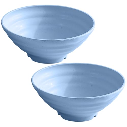 Image of Wheat Straw Salad Bowls Set (900ml) - Large Microwave Safe, Unbreakable & Stackable Bowls for Salad, Pasta, Soup, Ramen - BPA-Free, Eco-Friendly, Lightweight Serving Bowls for Kitchen (2, Blue)