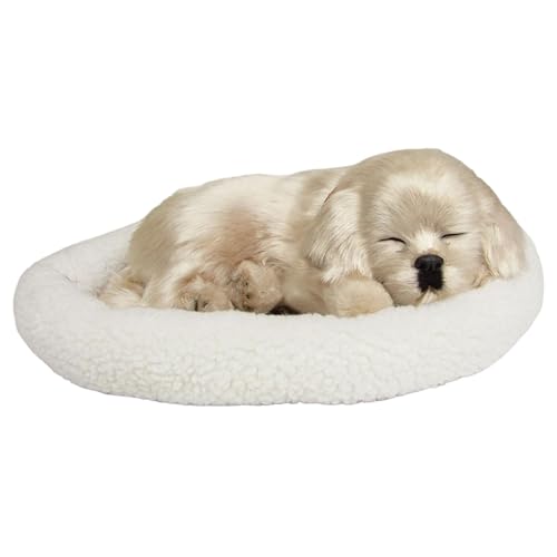 Peluche douce chiot réaliste interactif beige respirant à piles