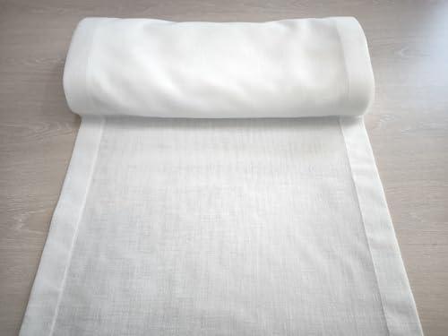 Telas por metros efecto lino blanco natural – para visillos, estor romano, panel japonés – poliéster lavable – ancho 35 a 90 cm – Cattani Tessuti® - 65 cm