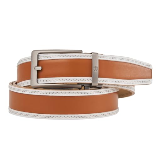 Image of Tonywell Men's Leather Ratchet Belt, 1 3 /8 inch Adjustable Dress Belt, Trim to Fit