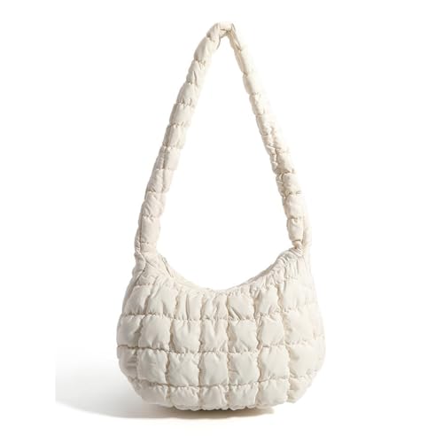 Image of Puffer Underarm Handbag For Women, Small Cute Designer Hobo Bag, Quilted Padding Bags, Soft Nylon Puffy Purse
