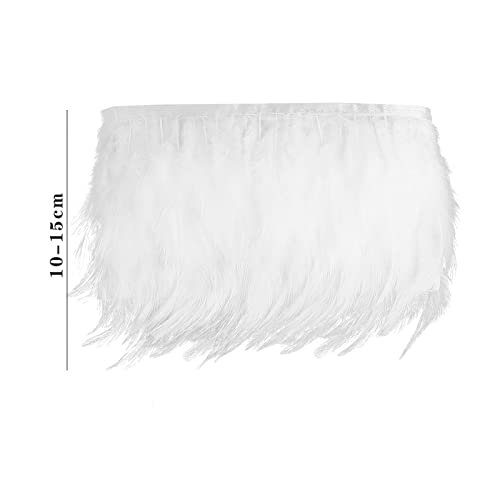 Haimay 6.6 Yards White Rooster Feathers Fringe Trim Sewing Feather Trim Ribbon For Craft Clothes Accessories Latin Wedding Dress Home Party Costumes Decoration, 4-6 Inch Width #TOP1