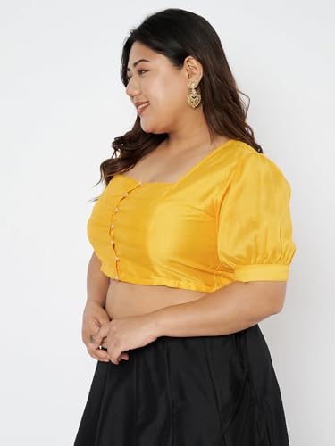 Image of studio rasa Women's Plus Size Silk Blend Button Down Crop Top for Wedding Festive Party