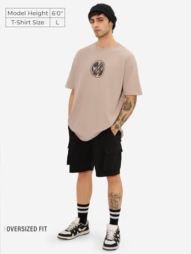 Image of The Souled Store Deadpool: Maximum Effort Men and Boys Short Sleeves Round Neck Green Graphic Printed Cotton Oversized T-Shirts