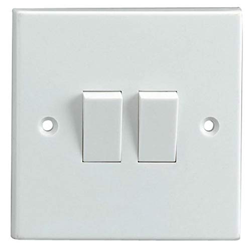 iSeventy9 2 Gang 2 Way Light Switch White Plastic Double Twin-Single Plate - Image 2