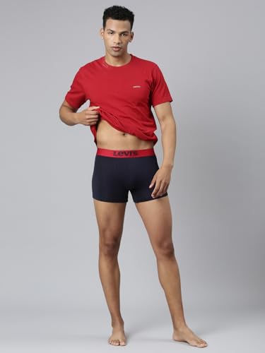 Image of Levi's 032A Trunk for Men | Supima Modal Lycra Blend | Breathable Solid Men's Underwear | 4-Way Stretch | Anti-Roll No-Dig Waistband | No Ride-Up Mid Length Fit | Stay Retention | Pack of 1