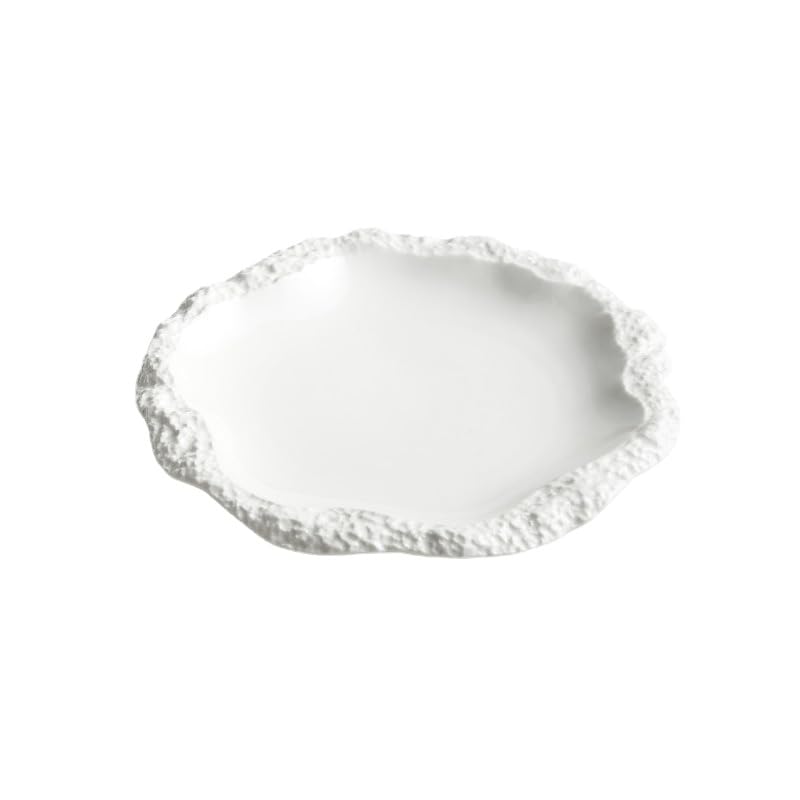 Teller Kreativer, verdickter Keramik-Essteller, Hotel-Restaurant-Geschirr, geprägtes Porzellan, weißer Salat- und Pastateller, Küchenutensilien, Teller for kalte Gerichte Geschirr(11.6 inch)