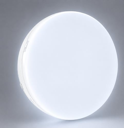 Image of OLIPS LED Bulkhead Moon Light IP54 Waterproof Indoor /Outdoor Wall & Ceiling Light - Weatherproof, Shock Proof, Slim Plastic Surface-Mounted Fixture (18 WATT Round (Cool White), (1)