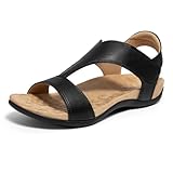 ATHMILE Orthopedic Womens Sandals, Adjustable Comfortable Walking Sandals for Women with Arch Support, Womens Shoes for Beach and Travel & Daily Comfort Black Size 7