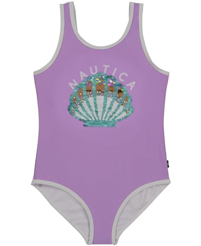 Image of Nautica Girls One-Piece Swimsuit with UPF 50+ Sun Protection, Quick Drying Bathing Suit