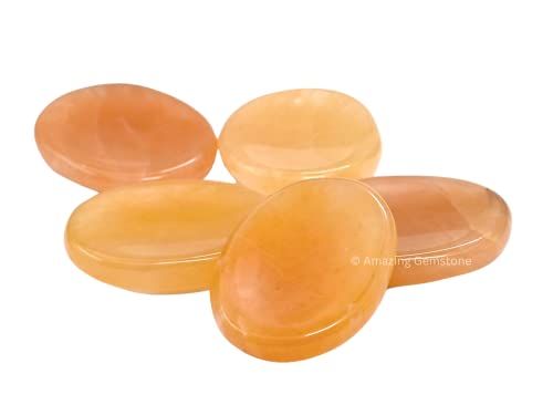 Image of Amazing Gemstone Red Aventurine Worry Stone Crystals and Healing Stones - Worry Stones for Stress Relief Gifts - Piedra Crystal Fidget for Meditation - Unique Stocking Stuffers and Birthday Gifts