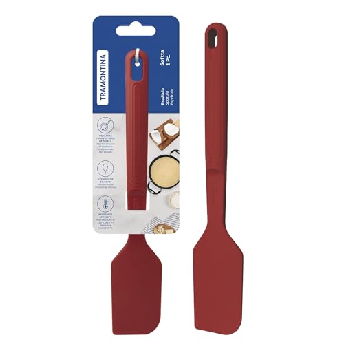 Image of Tramontina Softta Red Silicone Spatula - Heat Resistant up to 210C, Ideal for Cooking, Flipping & Stirring - Safe for Nonstick & Ceramic Cookware