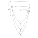 Healeved 3Pcs Stainless Steel Sun Moon Star Necklaces Fashionable Clavicle Chain Friendship Jewelry for Women Skin-friendly Pendant Gift for Birthdays and Holidays