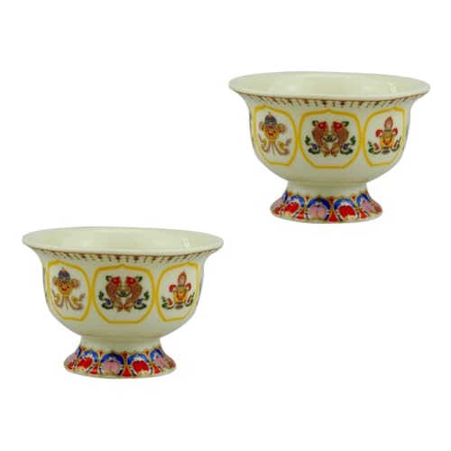 Uonlytech Cuenco De Cerámica Para Adoración Pequeño 2 Piezas, Cuenco Del Templo Artesanal, Decoración Para Altar y Espacio De Meditación, Sin Vela, Adecuado Para Ofrendas y Rituales Budistas