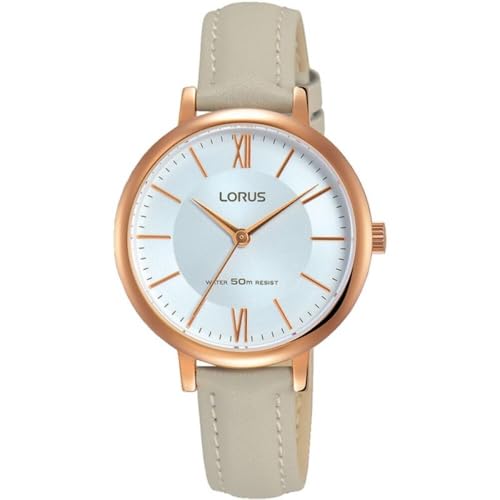 Lorus Womans Sunray Dial Soft Grey Leather Strap RG264LX7