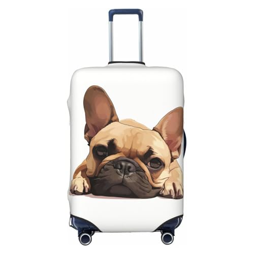 Fbghhty Copertura universale per valigia da viaggio con stampa di bulldog francese, elastica, lavabile, protezione per bagagli, Nero , S