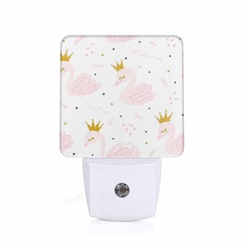 Image of LED Night Light,Cute Cartoon Swan LED Night Light Plug into Wall with Dusk to Dawn Light Sensor White Energy Efficient Nightlight for Bedroom Bathroom Hallway Living Room Kitchen
