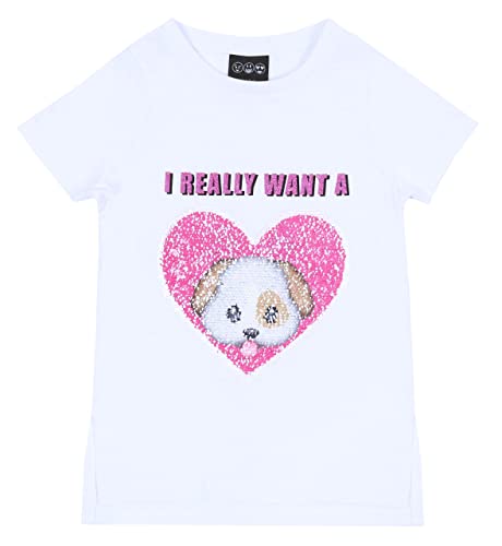 Camiseta Blanca con corazón de Lentejuelas 7-8 años