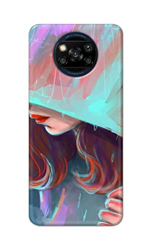 Image of PRINTFIDAA Pretty Woman Under The Umbrella Painting Printed Designer Hard Case for Poco X3 Back Cover -(e) RPM1007