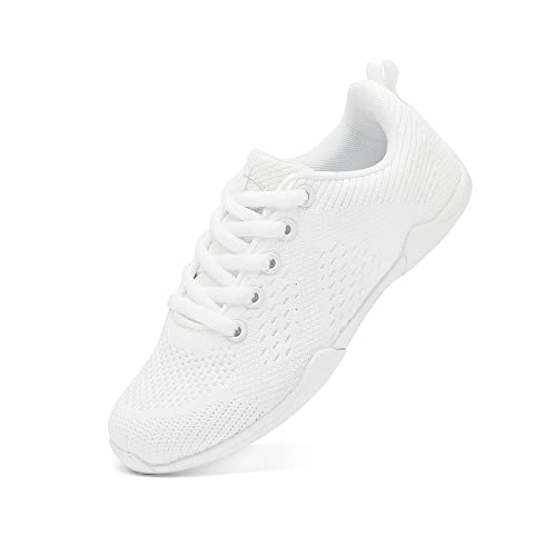 Danzcue Girls White Cheer Shoes, Lightweight Breathable Youth Cheerleading Shoes, Kids Athletic Training Cheer Sneakers3