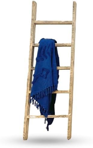 Échelle de couverture en bois recyclé grand porte-serviettes rustique pour salon et salle de bain