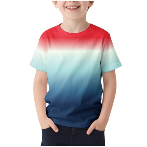 Kids Gradient Shirt Short Sleeve T-Shirt Summer Tops Graphic Tees Cotton Tshirts for Boys Girls