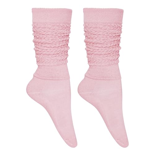 Pistha Womens 80s 90s Slouch Socks, Pink