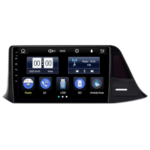 Android 15.0 Radio Coche con Pantalla Táctil 9 Pulgadas para C-HR 2019 Navegación GPS Control del Volante 4G WiFi FM Am RDS Mandos Volante Bluetooth(T201 4 Core WiFi 1+16GB)