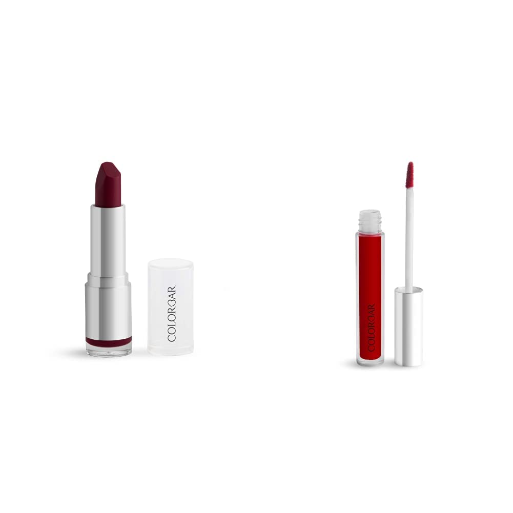 Colorbar Velvet Matte Lipstick, Rum Raisin, 4.2g and Colorbar Sindoor, Red, 3.8ml