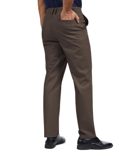 Image of Men's Tall Classic Fit Flex Flat Front Dress Pants Formal Pants for Business & Office