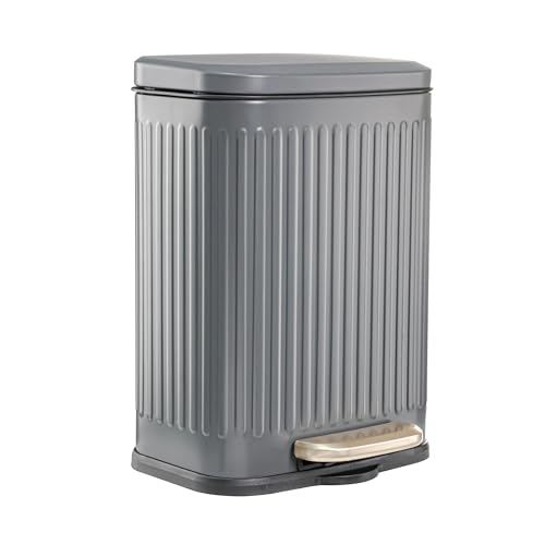 Image of 3.4Gallon Kitchen Trash Can Foot Pedal Trash Bin Stainless Steel Waste Bin Double Barrel Soft Close for Office, Living Room Bedroom with Inner Bucket(Color:Grey)