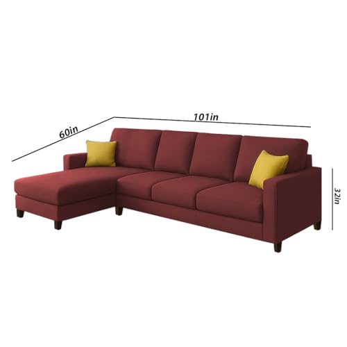 Image of Casaliving Rolando 6 Seater L Shape Sofa Set with 2 Puffy for Living Room (Maroon) Left Side Sofa Set for Living Room | Hall| Office Room