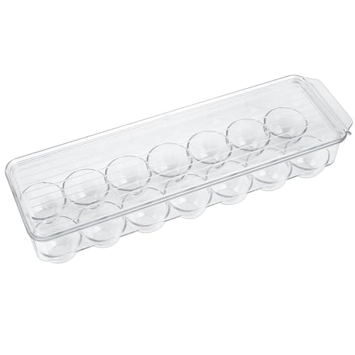 LINLINOI Egg Container for Fridge, Egg Holder, Egg Box, Egg Storage Box with Lid & Handle, Egg Box Plastic Transparent for up to 14 Eggs, Fridge, Kitchen Freezer