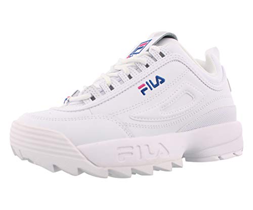 Fila Disruptor II Premium Womens White/Pink/Navy Sneakers (8.5)