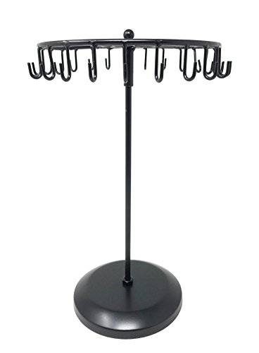 Bejeweled Display Black Color 24 Hooks Rotating Necklace holer/Jewelry Organizer Display Stand w/Gift