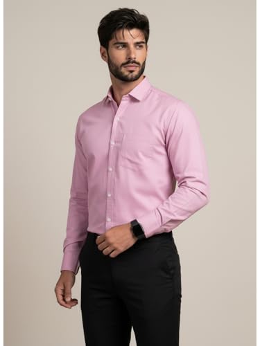 Image of Full Sleeve Black Formal Shirt for Men Cotton Regular Fit Casual - Pure Premium Branded Shirts for Men Formal Stylish Slim Plain Solid Man Wear as Office and Party