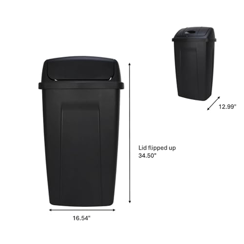 Caneca de basura rectangular negra para cocina 13 gal miniatura 2