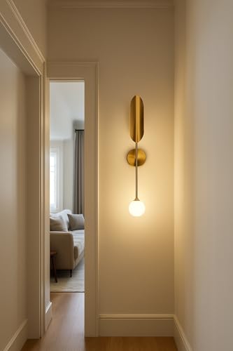 Image of blissbells Golden Leaf-Inspired LED Wall Light - Modern Decorative Sconce for Living Room, Bedroom & Hallways (Gold Leaf Sconce)