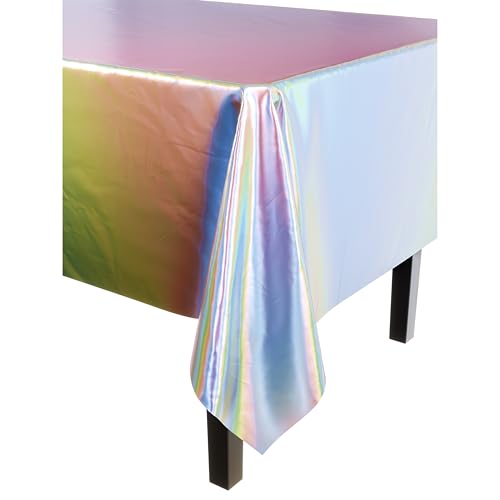 Image of Party Solids Iridescent Rectangular Plastic Tablecloth - 54x108 Inch, Pack of 24