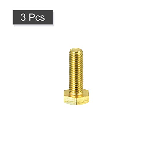 Image of uxcell Brass Hex Bolts, M8x25mm 3pcs Fully Thread Grade 4.8 Solid Brass Hexagon Head Bolt Machine Screws for Machinery