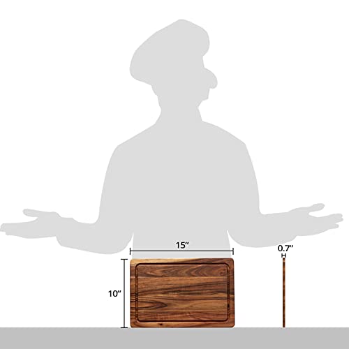 Tabla de Cortar de Madera Acacia con Surco y Asas 38x25 cm miniatura 6