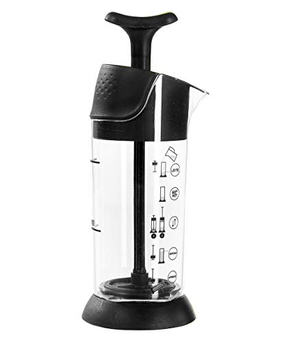 Espumador De Leite Pressca preto, Leite Cremoso, BPA Free, 200 ml, Mixer, Cremeira.