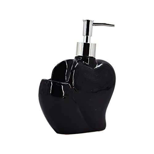 Image of SaSaSa Ceramic Soap Dispenser for Bathroom handwash, refillable Pump Bottle for Kitchen Hand wash Basin, Set of 1, Black (8028)