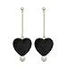 N/U Pendientes colgantes de invierno, retro amor corazón felpa imitación perla larga pendientes mujer joyería regalo negro creativo y exquisito trabajo